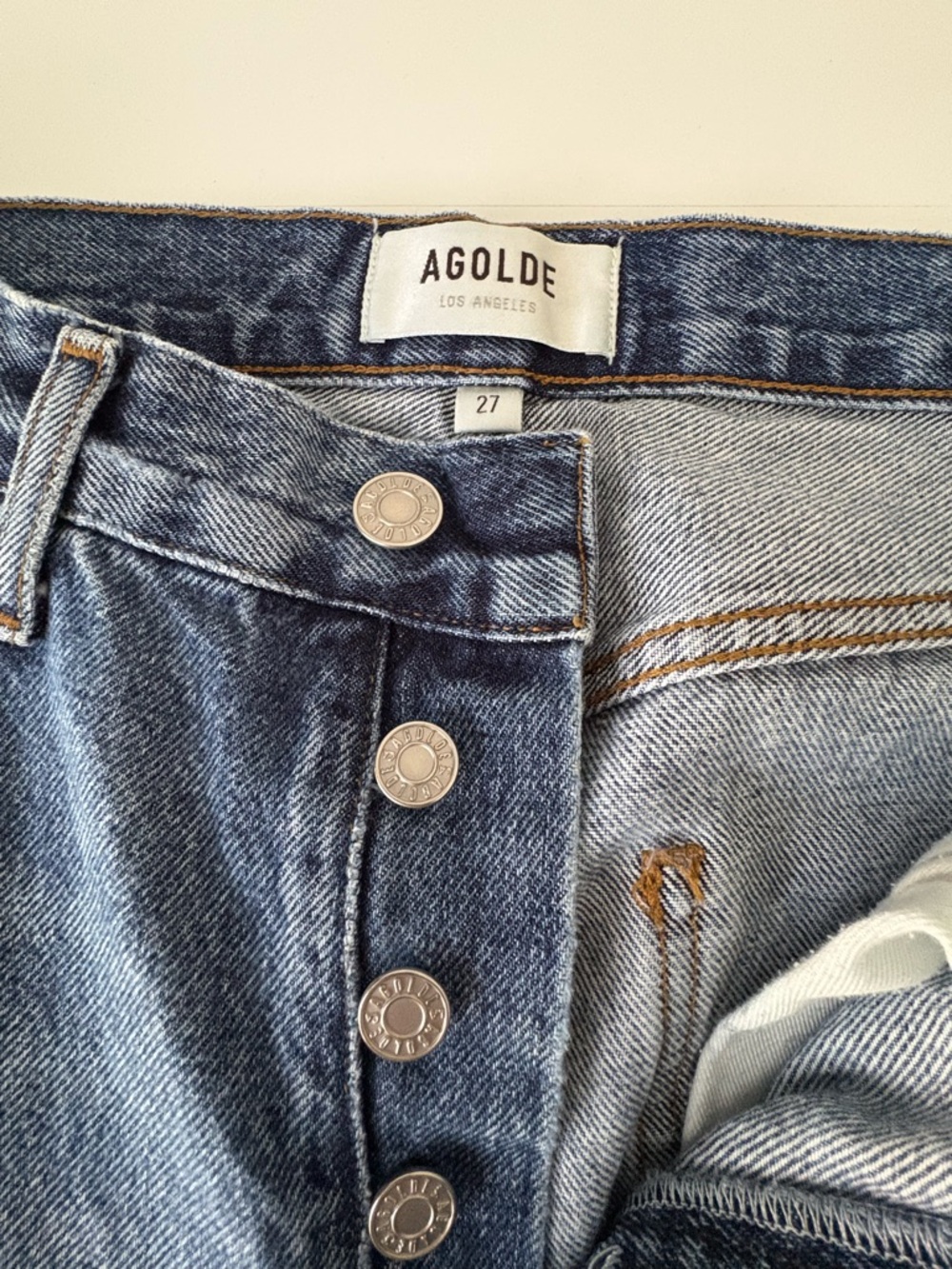 AGOLDE Jamie Jeans 27 Distressed Raw Hem High Rise Straight Crop